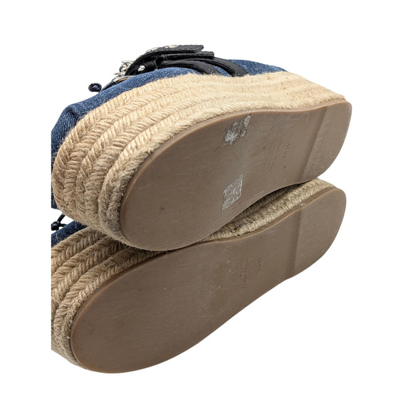 Miu Miu Denim Mary Jane Punk Espadrille Platforms Size 36.5 US 7 - Picture 6 of 9